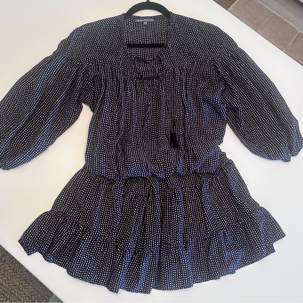 Navy and Blue Polka Dot Dress xs